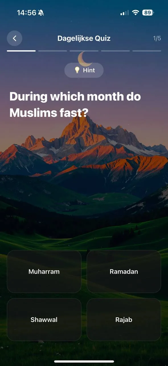 Dagelijkse quiz scherm